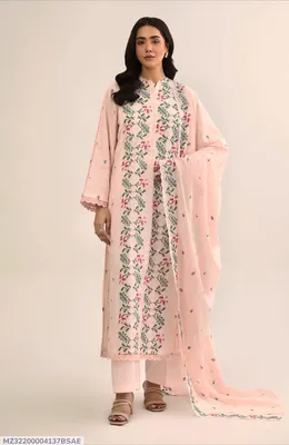 3 Pcs Women's Unstitched Plain Suit