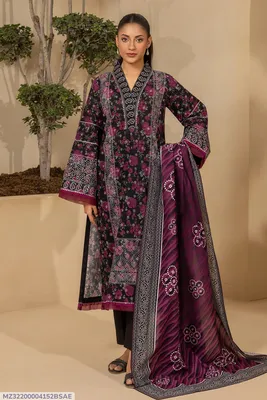 3 Pcs Women's Unstitched Printed Suit