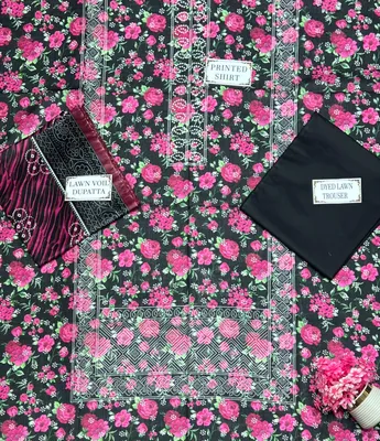 3 Pcs Women's Unstitched Printed Suit thumbnail 4