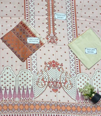 3 Pcs Women's Unstitched Printed Suit thumbnail 4