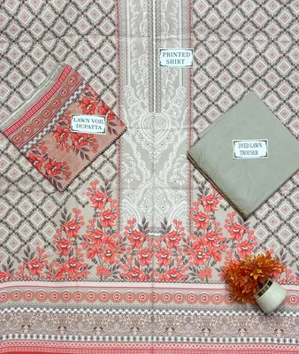 3 Pcs Women's Unstitched Printed Suit thumbnail 4
