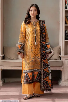 3 Pcs Women's Unstitched Printed Suit