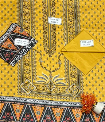 3 Pcs Women's Unstitched Printed Suit thumbnail 4
