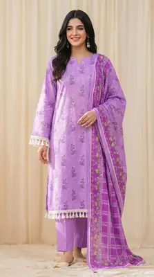 3 Pcs Women's Unstitched Printed Suit
