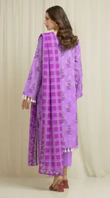 3 Pcs Women's Unstitched Printed Suit thumbnail 2
