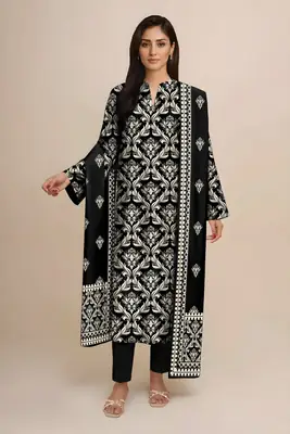 3 Pcs Women's Unstitched Printed Suit