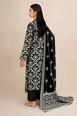3 Pcs Women's Unstitched Printed Suit thumbnail 2