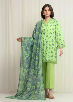 3 Pcs Women's Unstitched Printed Suit