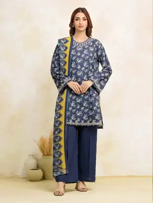 3 Pcs Women's Unstitched Printed Suit