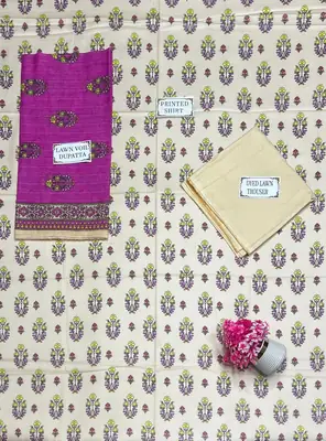 3 Pcs Women's Unstitched Printed Suit thumbnail 4