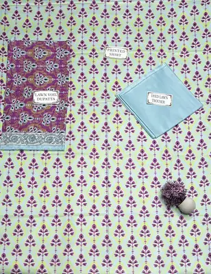 3 Pcs Women's Unstitched Printed Suit thumbnail 4