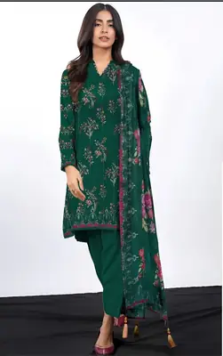 3 Pcs Women's Unstitched Printed Suit