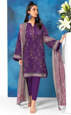 3 Pcs Women's Unstitched Printed Suit