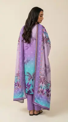 3 Pcs Women's Unstitched Printed Suit thumbnail 2