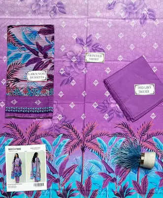 3 Pcs Women's Unstitched Printed Suit thumbnail 3
