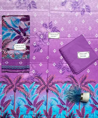 3 Pcs Women's Unstitched Printed Suit thumbnail 4