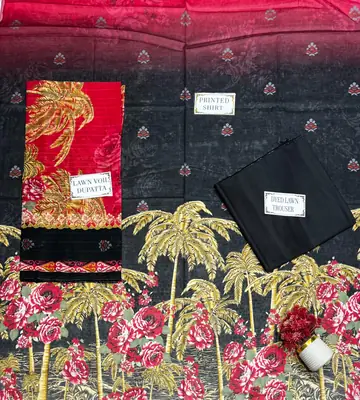 3 Pcs Women's Unstitched Printed Suit thumbnail 4