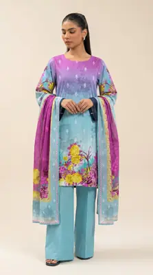 3 Pcs Women's Unstitched Printed Suit