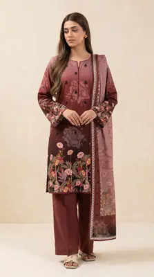 3 Pcs Women's Unstitched Printed Suit
