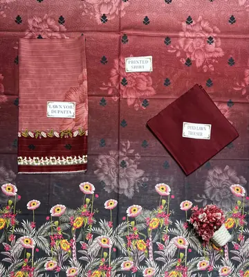 3 Pcs Women's Unstitched Printed Suit thumbnail 4
