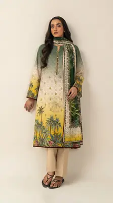 3 Pcs Women's Unstitched Printed Suit