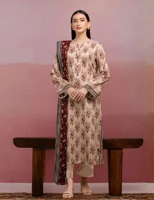 3 Pcs Women's Unstitched Printed Suit