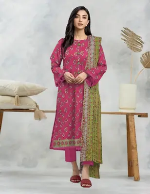 3 Pcs Women's Unstitched Printed Suit