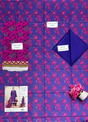 3 Pcs Women's Unstitched Printed Suit thumbnail 3