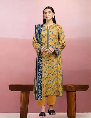 3 Pcs Women's Unstitched Printed Suit