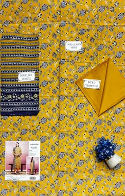 3 Pcs Women's Unstitched Printed Suit thumbnail 3