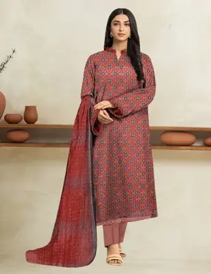 3 Pcs Women's Unstitched Printed Suit