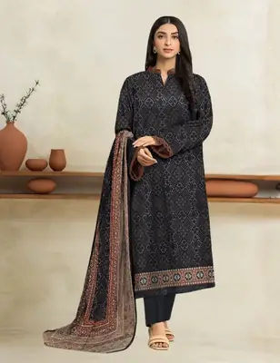 3 Pcs Women's Unstitched Printed Suit