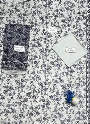 3 Pcs Women's Unstitched Printed Suit thumbnail 4