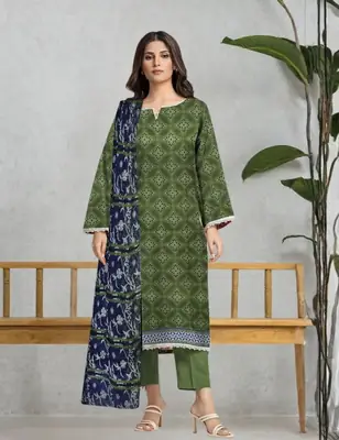 3 Pcs Women's Unstitched Printed Suit