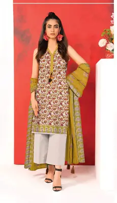 3 Pcs Women's Unstitched Printed Suit