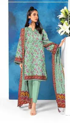 3 Pcs Women's Unstitched Printed Suit