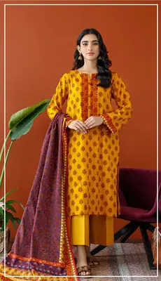 3 Pcs Women's Unstitched Printed Suit
