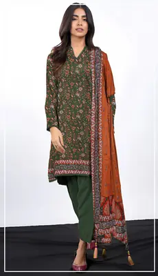 3 Pcs Women's Unstitched Printed Suit