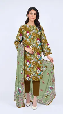 3 Pcs Women's Unstitched Printed Suit
