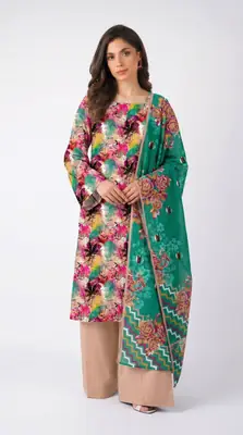 3 Pcs Women's Unstitched Printed Suit
