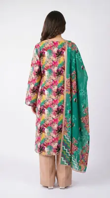 3 Pcs Women's Unstitched Printed Suit thumbnail 2