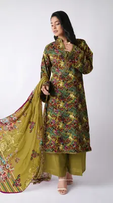 3 Pcs Women's Unstitched Printed Suit