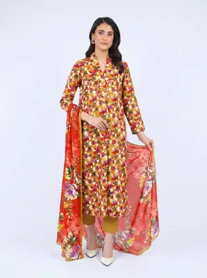 3 Pcs Women's Unstitched Printed Suit