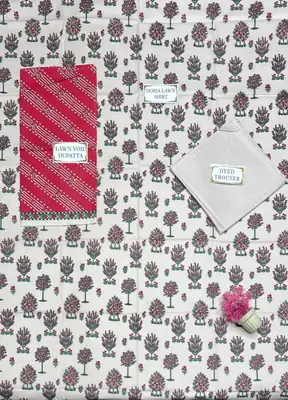 3 Pcs Women's Unstitched Printed Suit thumbnail 3