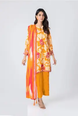 3 Pcs Women's Unstitched Printed Suit