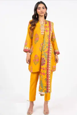 3 Pcs Women's Unstitched Printed Suit