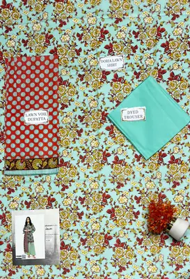 3 Pcs Women's Unstitched Printed Suit thumbnail 2