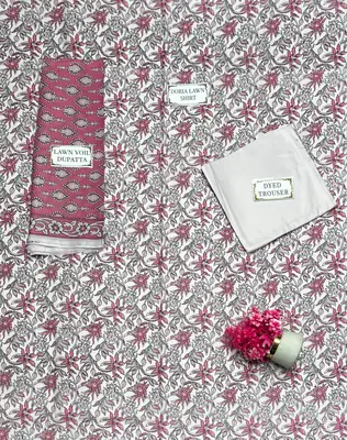 3 Pcs Women's Unstitched Printed Suit thumbnail 3