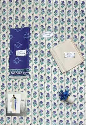3 Pcs Women's Unstitched Printed Suit thumbnail 2