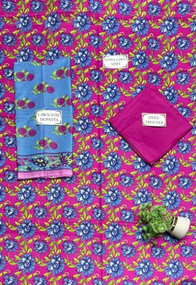 3 Pcs Women's Unstitched Printed Suit thumbnail 3